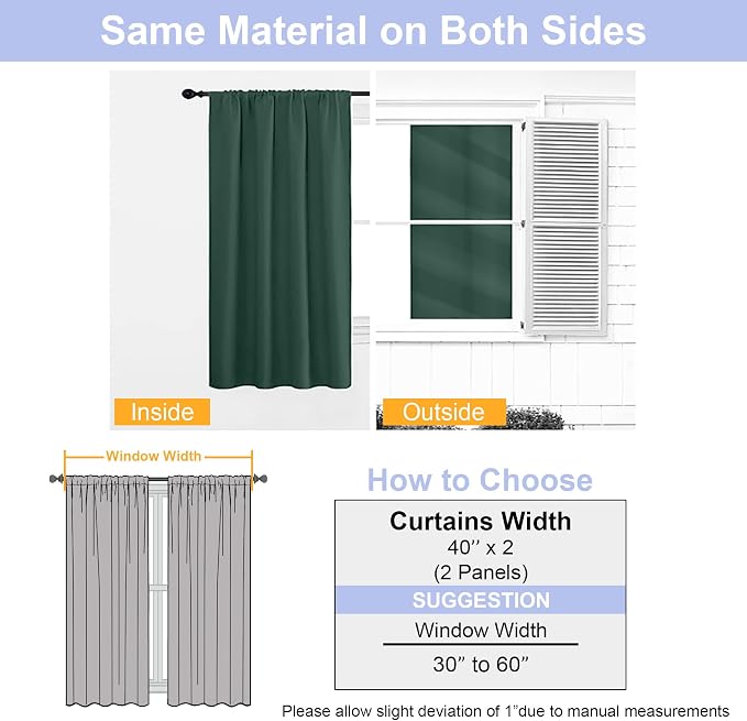 Simplebrand Ava Ever Green Short 36 Inches Blackout Curtain 2 Panels Set - Image 8