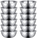 Pinkunn Set of 12 Stainless Steel Mixing Bowls, Nesting Metal Prep Salad Bowl Bulk Kitchen Large Reusable Baking Food Container for Hotel Restaurant Home Cooking, Silver(11 x 3.54 Inch)