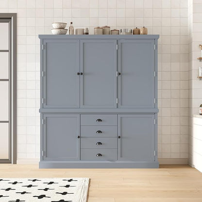 VilroCaz Freestanding Large Kitchen Pantry, Wooden Kitchen Organizers and - Image 3