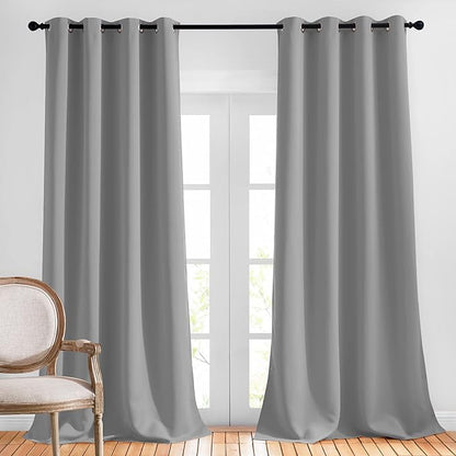 NICETOWN Blackout Silver Grey Curtains 90 inch Length by NICETOWN