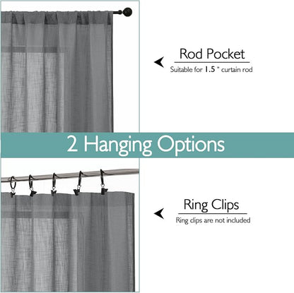 Chyhomenyc Extra Long Charcoal Grey Semi Sheer Curtains 120 Inches Long 2 Panels - Image 4