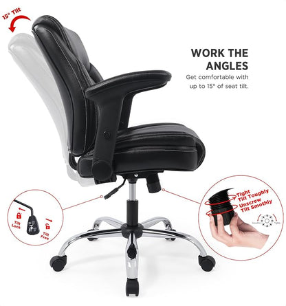 Ergonomic Heavy Duty Mid-Back Padded Bonded Leather Padded - Image 9