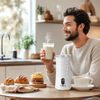 Paris Rhône Milk Frother, 4-in-1 Milk Steamer and Frother, Hot & Cold Foam Milk Warmer with Temperature Control, Auto Shut-Off Frothers for Coffee, Latte, Cappuccino, Macchiato