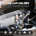 40 oz Tumbler with Lids and Straws, Stainless Steel Insulated Coffee Tumbler, Double Wall Vacuum Insulated Travel Mug Cup, Leakproof Thermal Coffee Cup for Hot and Cold Drinks (Flower)