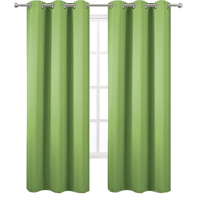 Light Green Blackout Curtains/42 x 84 Inch/Set of Two Panels Grommet Bedroom - Image 2