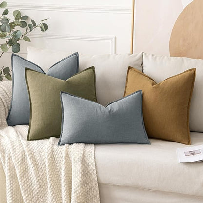 MIULEE Decorative Linen Pillow Covers 18x18 Inch Gray | Boho Farmhouse​ - Image 4