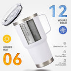 30 oz Tumbler with Handle and Lid, Stainless Steel Tumblers Bulk Double Wall Vacuum Insulated Travel Mug Leak Proof Cup Keep Drinks Cold and Hot White, 8 Pack