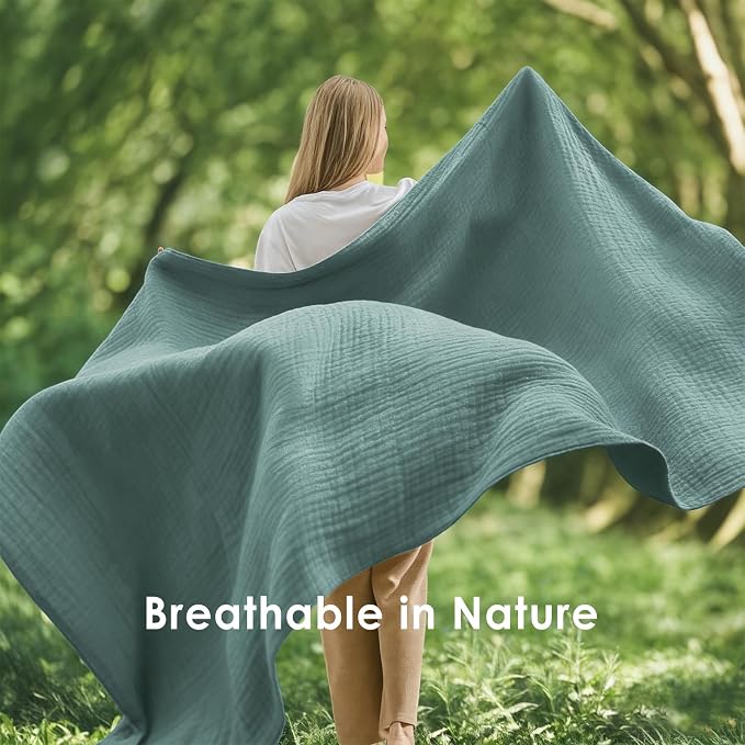 EMME Muslin Blankets for Adults Throw Blanket for Couch Breathable Gauze Soft - Image 5