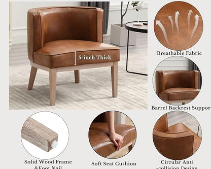 Brown Leather Barrel Chair - Image 6