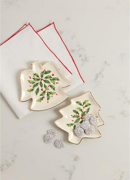 Lenox Serveware, Hosting The Holidays Tree Plate, Festive Porcelain Dinnerware, Service for 1, Pasta, Salad and Dinner, Dishwasher Safe, Christmas Decorations (MultiColor, 5.75 inch Length, 1 Piece)