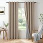 100% Blackout Linen Textured Curtains 84 Inch Long, Burlywood Birch | 100% by 100BlackoutShield