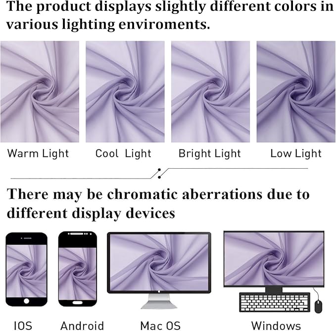 72 Inch Light Purple Sheer Curtains & Panels Set of 2, Airy & Breathable Solid - Image 7