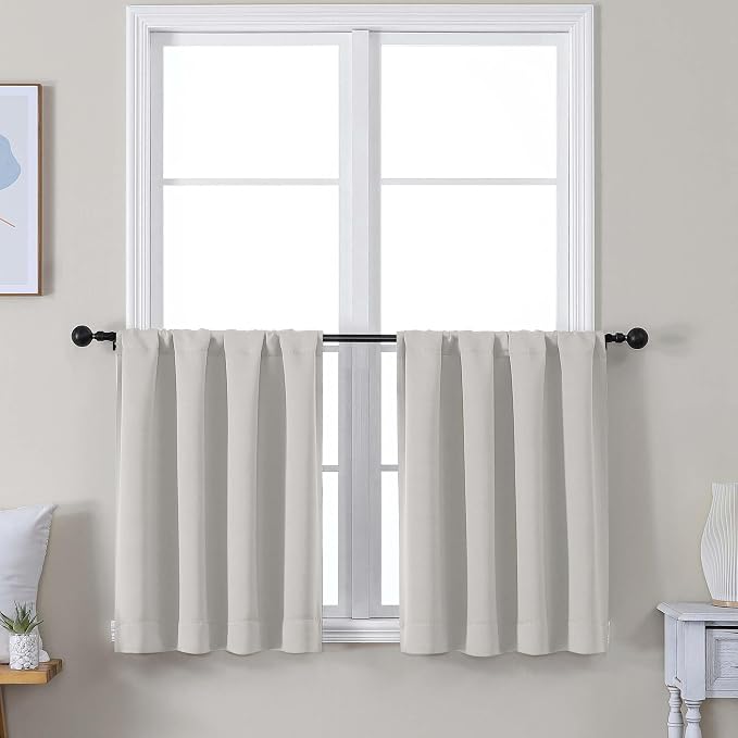 Simplebrand Ava Natural Short 24 Inches Blackout Curtain 2 Panels Set, Half by Simplebrand