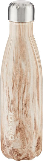 BJPKPK 17 oz Stainless Steel Insulated Water Bottle Cola Shape Big Water Bottles for Travel,Wood Yellow Gray