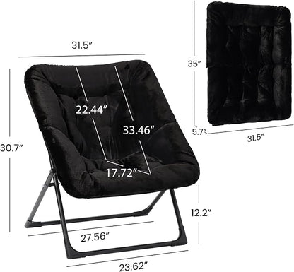 Comfy Saucer Chair for Adults, Soft Faux Fur Bedroom Chair, Accent Dorm Chairs - Image 3