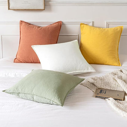 MIULEE Decorative Linen Euro Sham Pillow Covers 22x22 Inch Coral | Boho - Image 5
