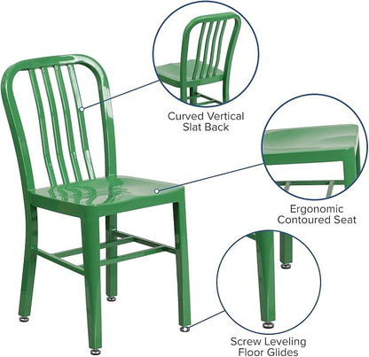 Flash Furniture Commercial Grade Green Metal Indoor-Outdoor Chair - Image 4