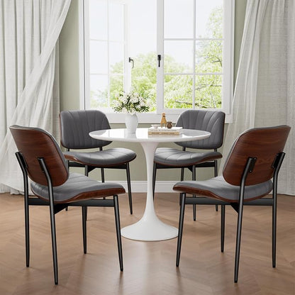 REONEY Dining Chairs Set of 6, Mid-Century Modern Upholstered PU Leather Chairs - Image 7
