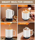 Self Heating Coffee Mug T1-16oz Fast Heating & Ultra Long-Lasting Battery Life, Heated Coffee Mug Up to 149℉ - Touch & App Controlled Coffee Mug, Birthday Gifts for Women and Men