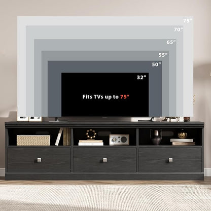 IDEALHOUSE 70in TV Stand for TVs up to 80", Mid Century Modern Entertainment - Image 6