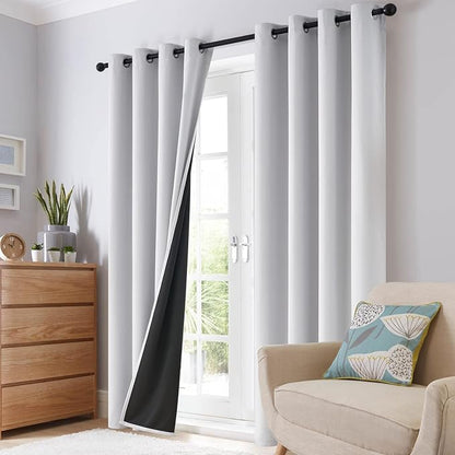 SimpleHome White 100% Blackout Curtains Room Darkening Living Room 54 Inch | - Image 8