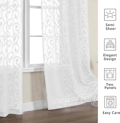 Furman Extra Long Sheer White Curtains 96 inches Long - Image 8