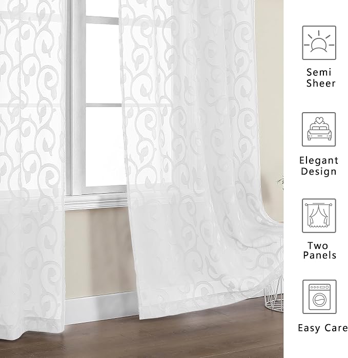 Furman Sheer White Curtains 84 inches Long - Image 3
