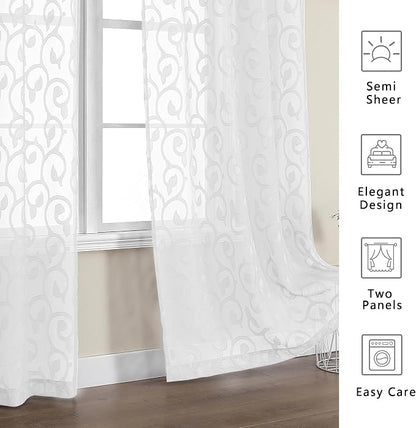 Furman Sheer White Curtains 84 inches Long - Image 3