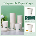 LITOPAK 200 Count 8 oz Disposable Paper Coffee Cup, White FSC Paper Hot Coffee Cups for Multiple Drinks for Office, Store, Home