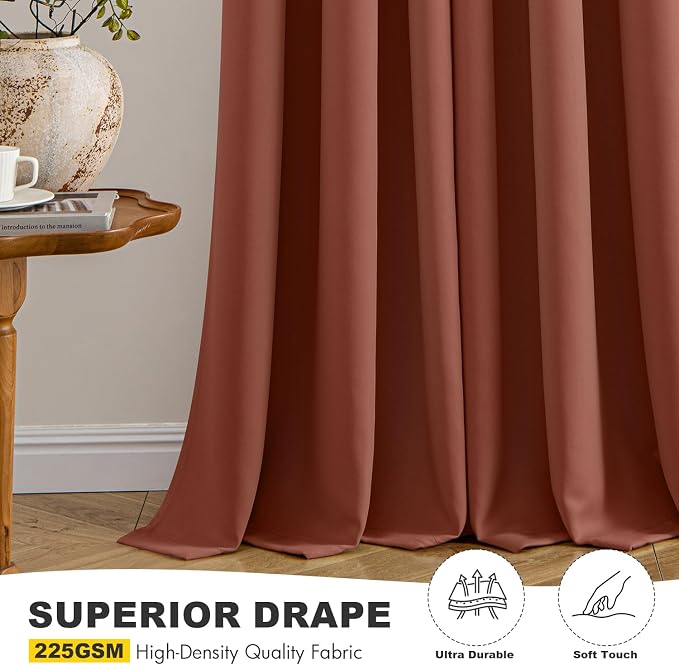 MIULEE Fall Blackout Curtains for Bedroom 2 Panels 40"x72" Long Terracotta | - Image 5