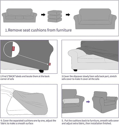 ZNSAYOTX 4 Piece Sofa Covers for Living Room Anti Slip Stretch Couch Covers for - Image 7