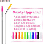 36PCS Food-Grade 12 Colors Metal Straws Reusable Silicone Tips,Only Fit Diameter 0.32In- 8mm Stainless Steel Straws, BPA Free, Eco-Friendly