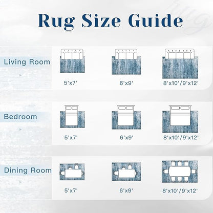 Washable Rug 9x12 Area Rugs for Living Room: Large Neutral Soft Rug Abstract - Image 8
