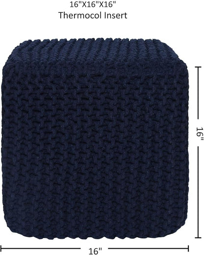 REDEARTH Square Hand Knitted Pouf - Image 3