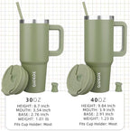 BJPKPK 30 oz Stainless Steel Tumbler With Handle Insulated Tumblers With 2 Straw Travel Coffee Mug With Lid,Sage