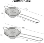 2 Pack Fine Mesh Strainer, Small Stainless Steel Sieves with Handles, for Steeping Loose Leaf Tea, Straining Cocktail, Juice and Sifting Flour, Powdered Sugar (2pcs-Conical)