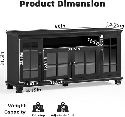 SAVOR LIFE Large Black Sideboard Buffet Cabinet - Image 2