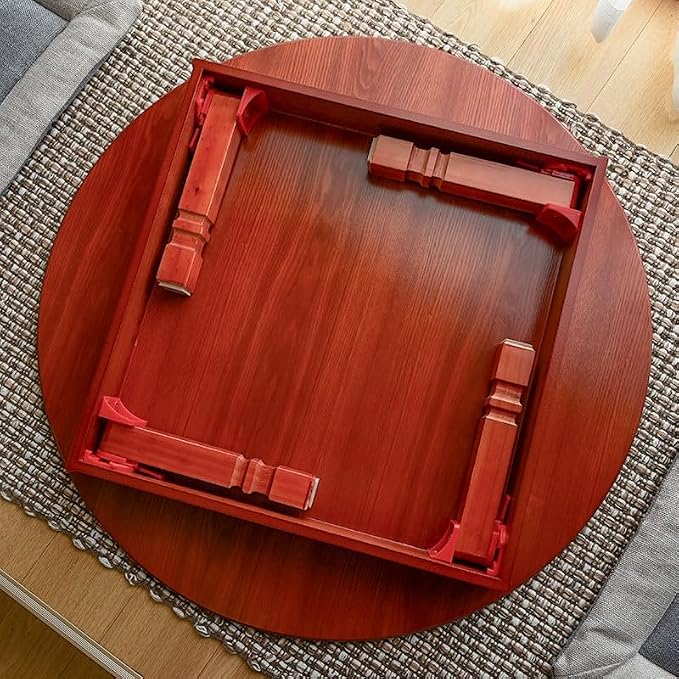 Round Korean Coffee Table Folding Leg Asia Antique Furniture Floor Table - Image 5
