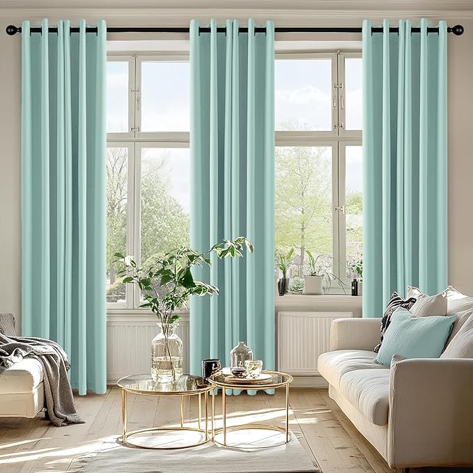 MIULEE Blackout Curtains for Bedroom 2 Panels 40 x 72 Inch Long Aqua | Thermal - Image 6