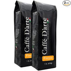 Caffe D'arte Firenze Whole Bean Espresso Coffee – Medium Light Roast, Bright & Mild Flavor, Sweet & Smooth Aroma – Crafted for Espresso & Americanos, 1 Pound Bag, Pack of 2