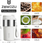 Insulated Travel Coffee Tumbler Mug - Ceramic Inner Wall Reusable Iced Coffee Cups Bottle with Lids, Stainless Steel Insulated Cold Brew Water Tumbler with Straw, BPA Free 16 Oz Water Bottle