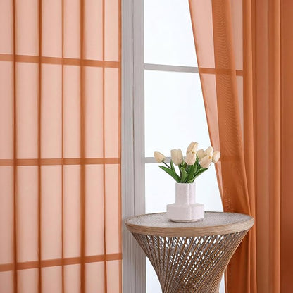 Orange Bedroom Curtains 2 Panel Sets 90 Inch Length, 59 Inch Extra Wide Light - Image 3