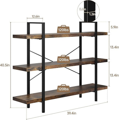 OtterOasis Heavy Duty 3-Tier Industrial Bookcase, 120lbs Shelf Capacity - Image 2