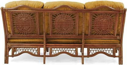 Malibu Lounge Set of 4: 2 Natural Rattan Wicker Chairs, Three-Seater Sofa - Image 10