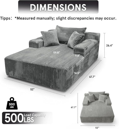 Sytopia Chaise Lounge with Armrests, Oversized Sofa Bed with 3 Pillows - Image 2