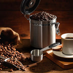 ShanSon Coffee Canister Airtight Coffee Container Stainless Steel Coffee Bean Storage Container with Scoop Coffee Canister for Beans Grounds Sugar Flour Tea Cereal,16OZ,Silver