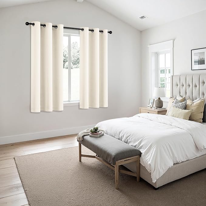 MIULEE Blackout Curtains for Bedroom 2 Panels 40 x 45 Inch Long Beige White | - Image 6
