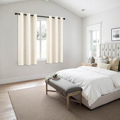 MIULEE Blackout Curtains for Bedroom 2 Panels 40 x 63 Inch Long Beige White | - Image 6