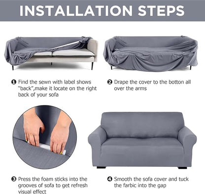 Peryiter 2 Pcs Sofa Covers Couch and Loveseat Covers Set Stretch Sofa Slipcover - Image 3