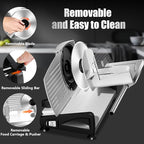 OSTBA Meat Slicer with Quiet DC Motor, 200W Electric Deli Slicer, Dual 7.5'' Stainless Steel Blades, 0-15mm Adjustable Thickness, Easy to Clean, Ideal for Meat, Cheese, Bread, and Vegetables